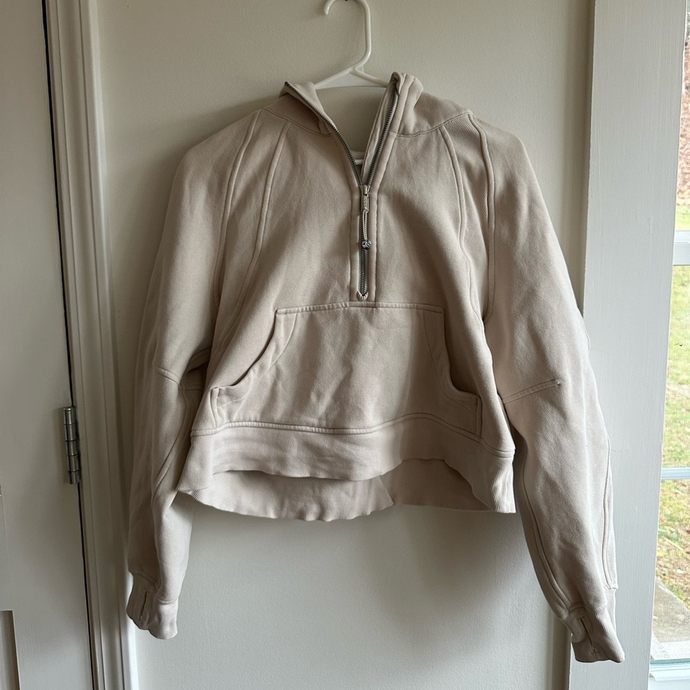 Lululemon Scuba Oversized Half Zip Hoodie in White Opal, XS/S